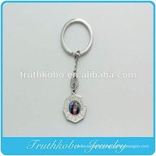 Holy Religious medals with Classic oil painting picture Catholic Charms Silver Keychain